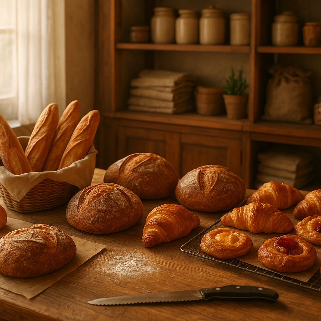 Artisan Bakery Theke mit Brot und Gebäck